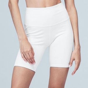 All High-Waist Biker Shorts (White, XS)